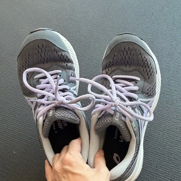 Asics Women's Gray and Lavender Athletic Shoes - Picture 4 of 6